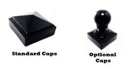 Aluminum fence cap selection options - flat and ball caps