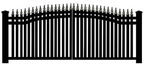 Aluminum estate gate with arched pickets