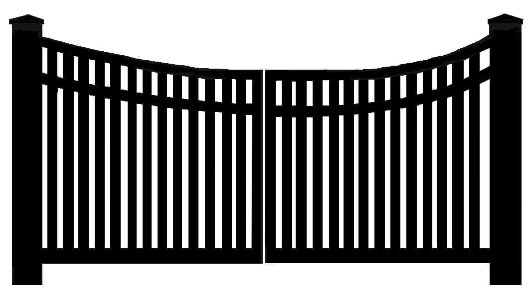 Aluminum gate with scalloped flat top design